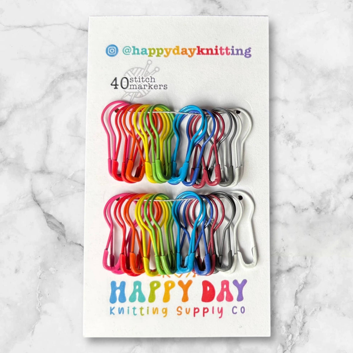 40 Locking Bulb Pin Stitch Markers - Happy Day Knitting