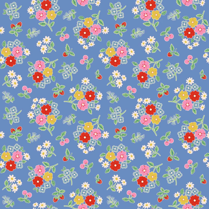 Bluebells & Buttercups Periwinkle - Poppie Cotton (Per ½ Meter)