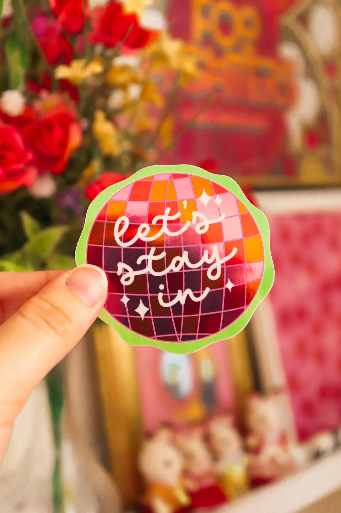Let's Stay In Discoball | Glossy Waterproof Mirror Sticker