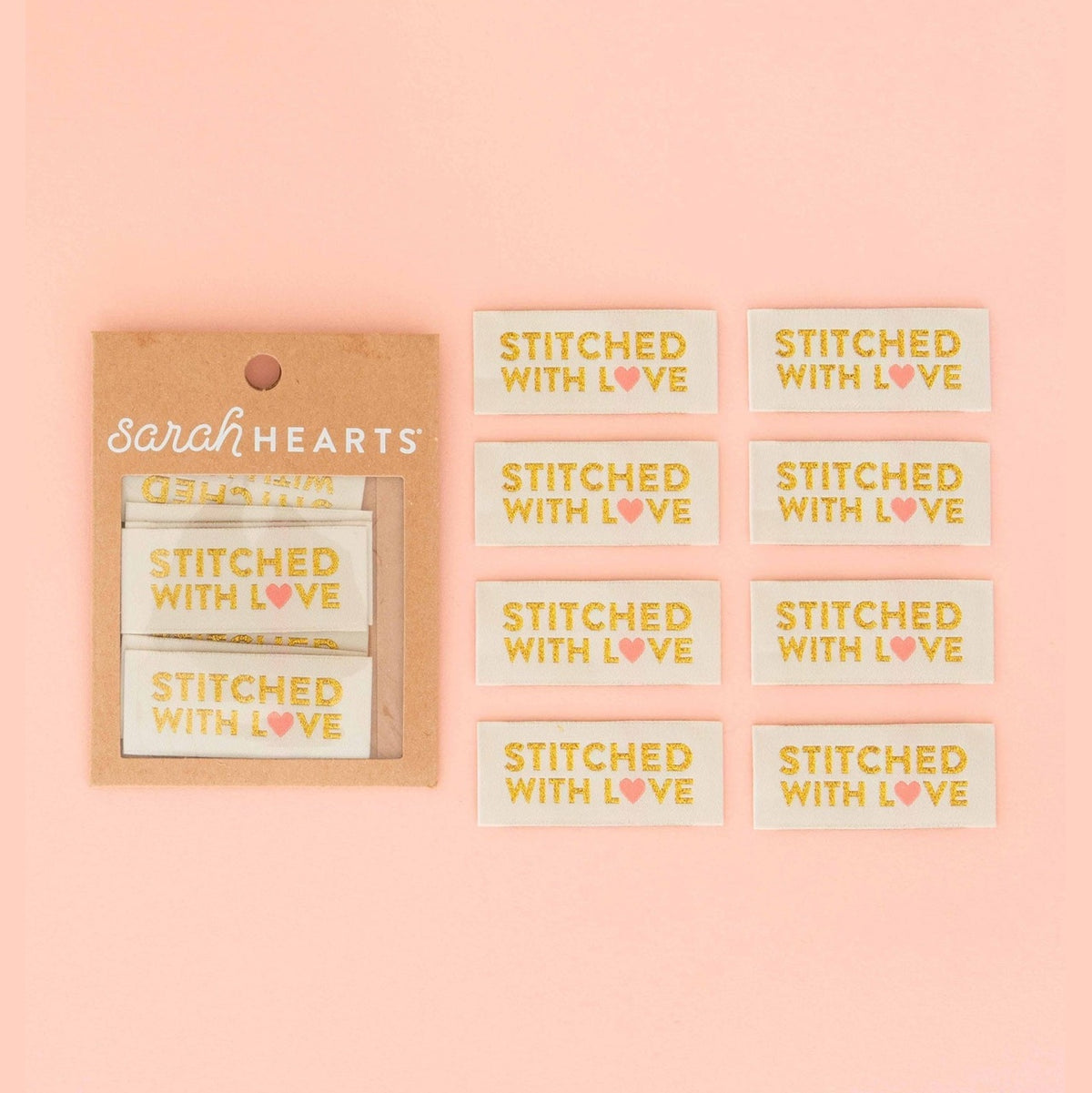 Stitched with Love - Gold Sewing Woven Label Tags by Sarah Hearts