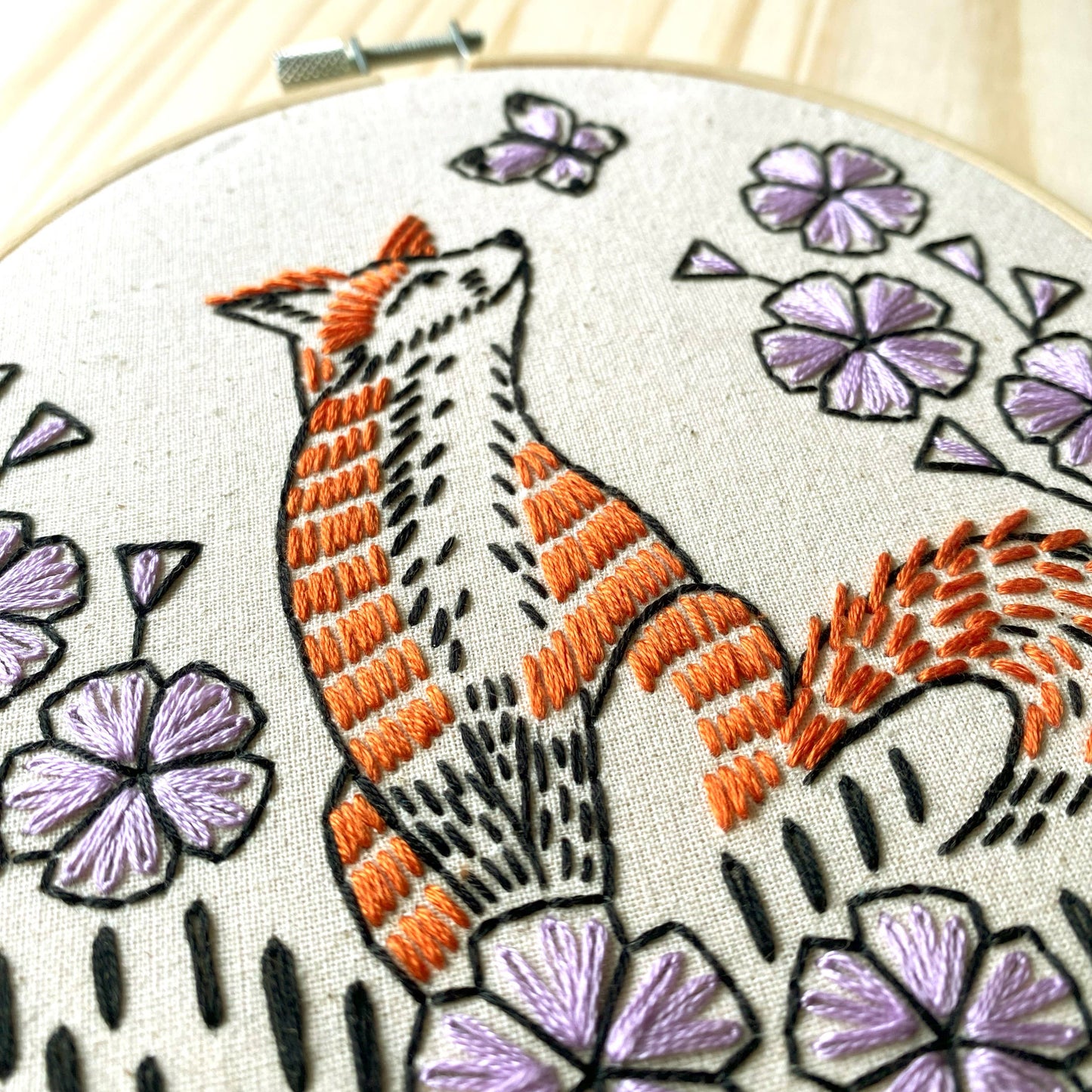 Fox in Phlox - Complete Embroidery Kit