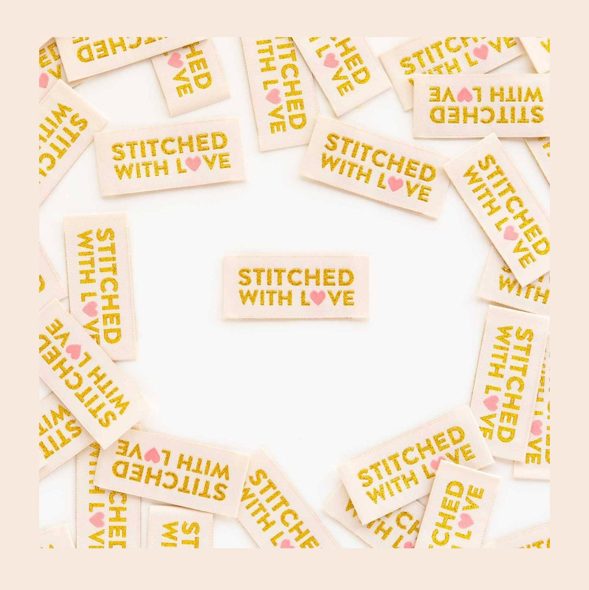 Stitched with Love - Gold Sewing Woven Label Tags by Sarah Hearts