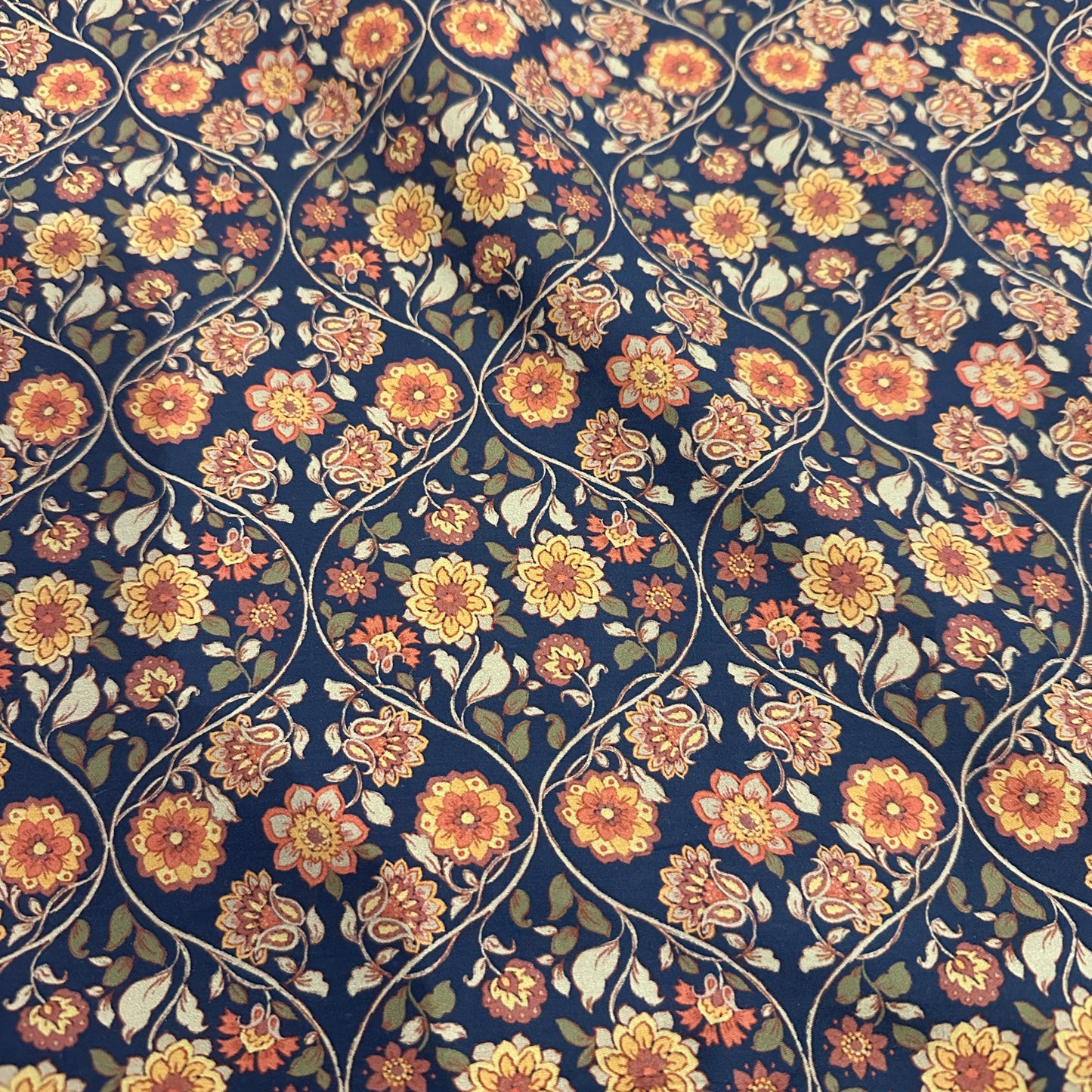 Floral Trellis Border Print Lawn (Deadstock) (Per ½ Meter)