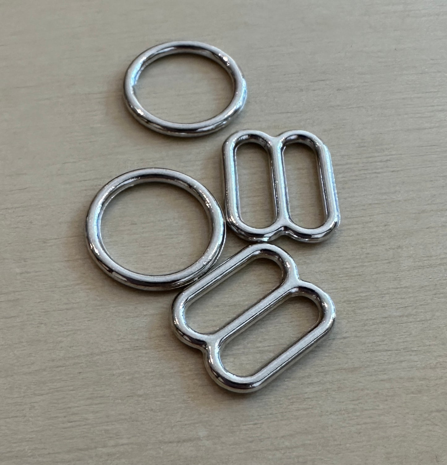 Metal Lingerie Strap Set - O-Rings & Straps Slides 3/8" - Gold or Silver