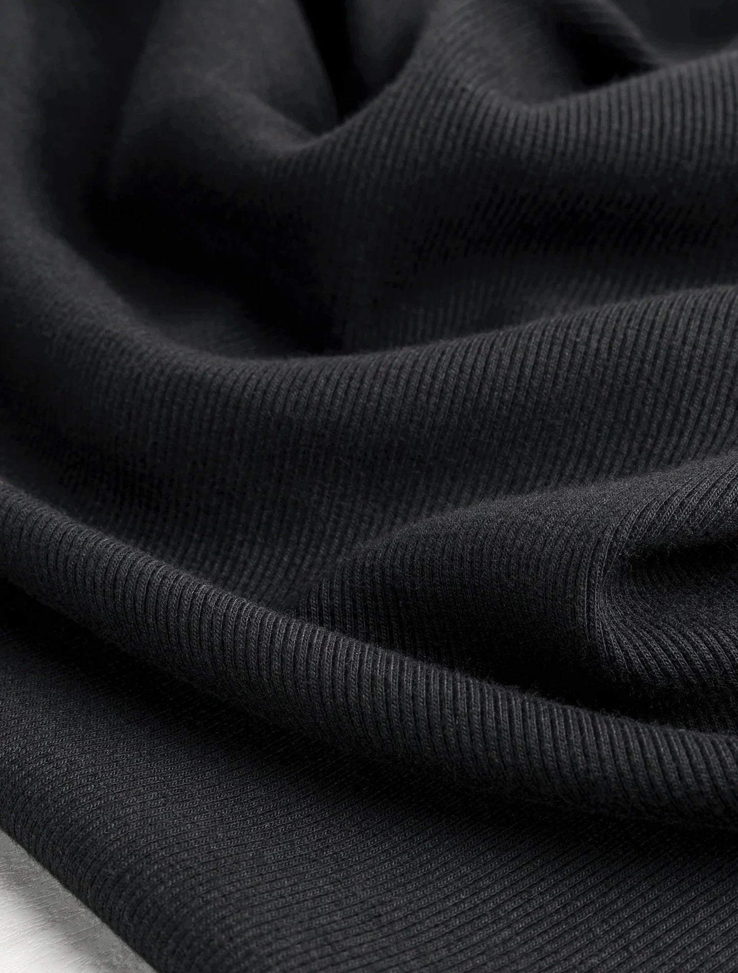 Midweight Organic Cotton 2x1 Rib Knit - Black (Deadstock) (Per ½ Meter)