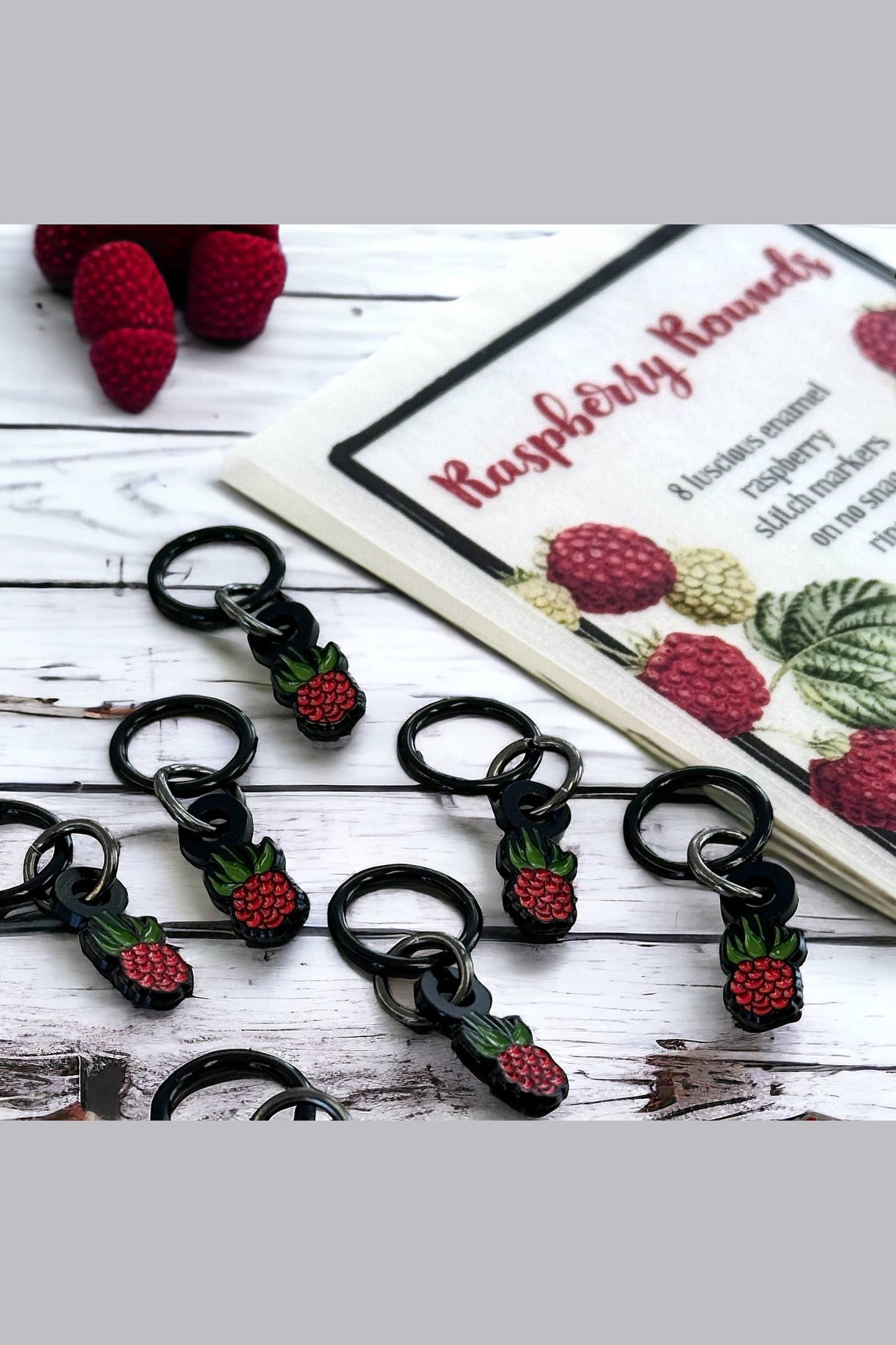 Raspberry Enamel Stitch Markers (8-Pack)