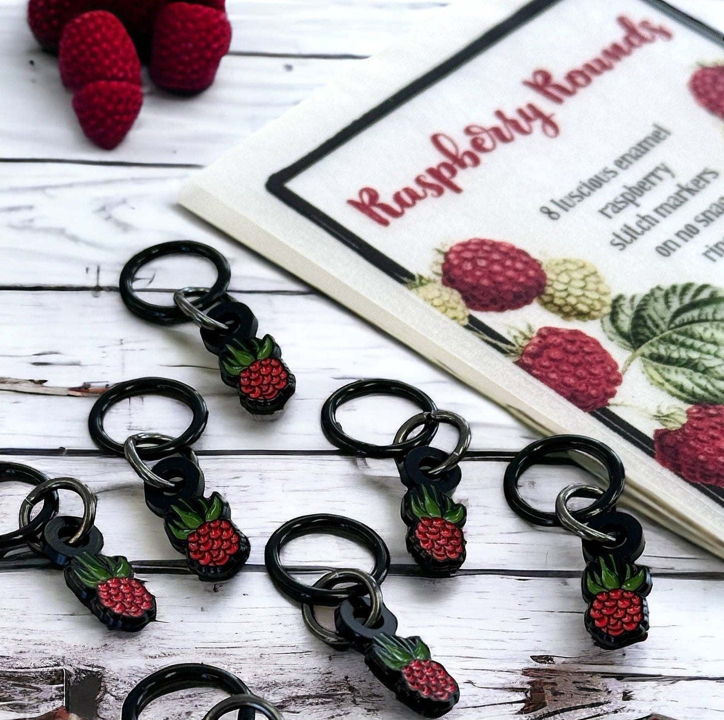 Raspberry Enamel Stitch Markers (8-Pack)