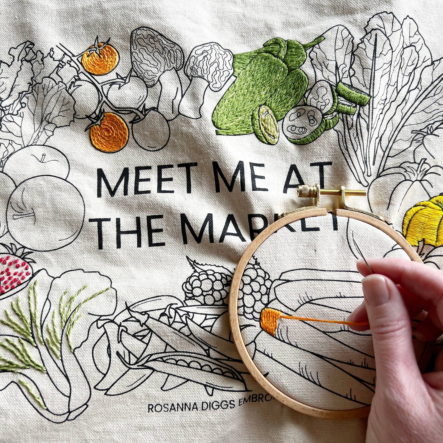 Meet Me at the Market - Tote Bag Embroidery Kit