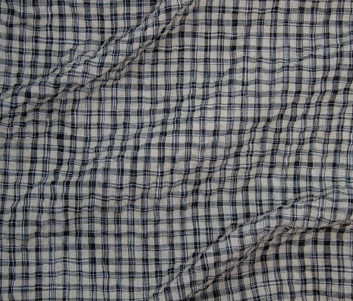 Painters Plaid Seersucker - Black (Per ½ Meter)