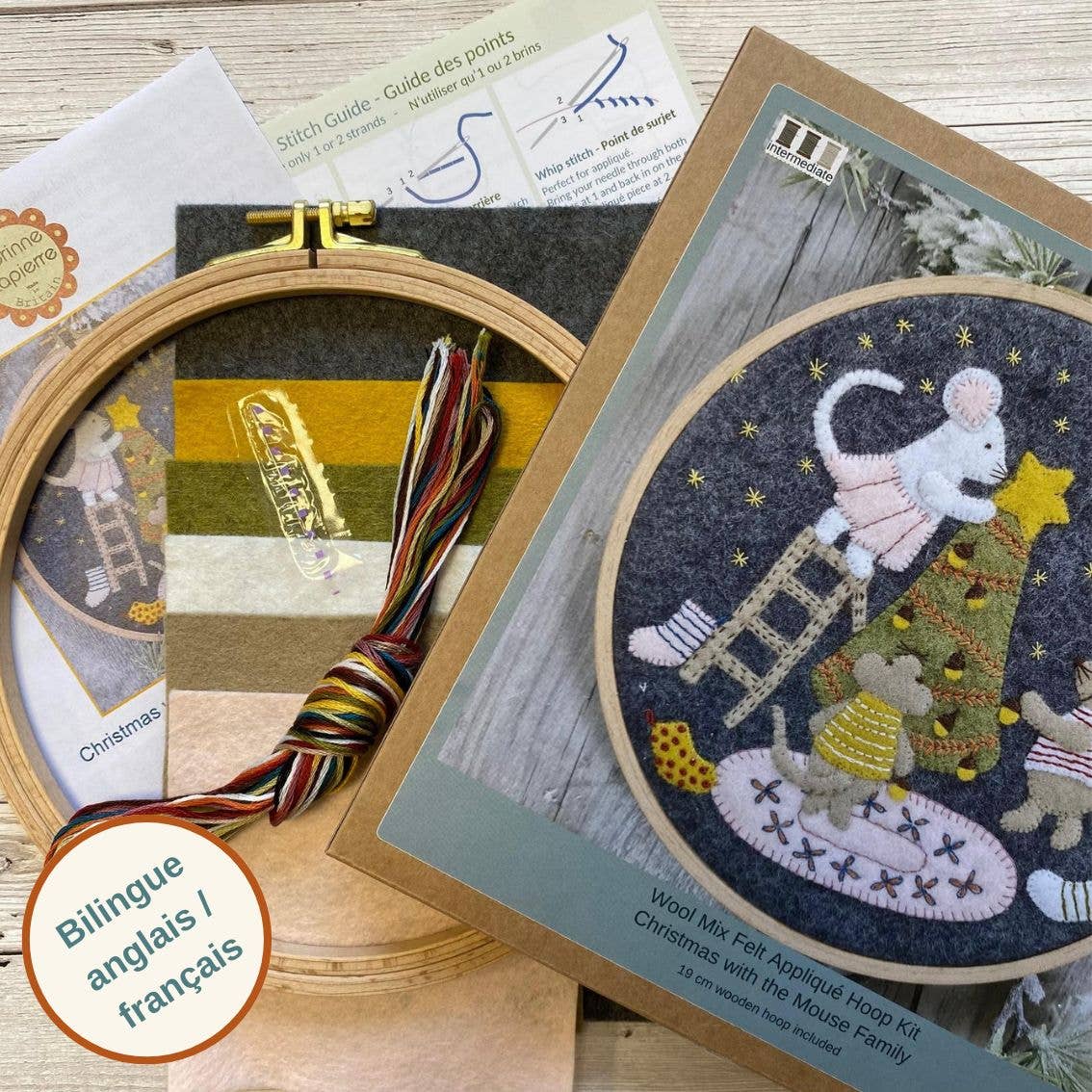Christmas with the Mouse Family - Felt Appliqué Hoop Kit