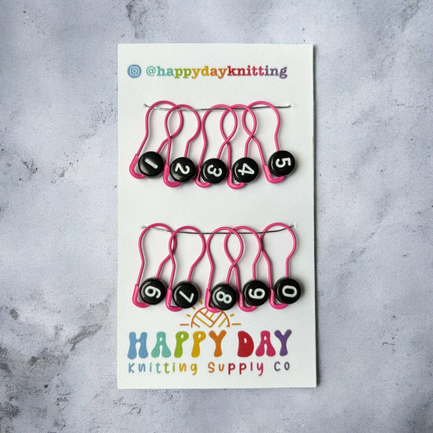 Numbered Bulb Pin Stitch Markers for Knitting - Set of 10 - Happy Day Knitting
