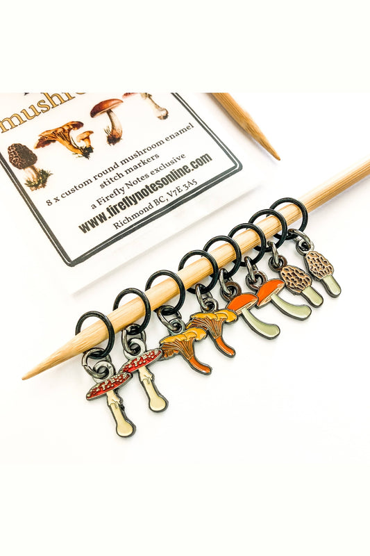 “Maker’s Mushrooms” Enamel Stitch Markers (8-Pack)