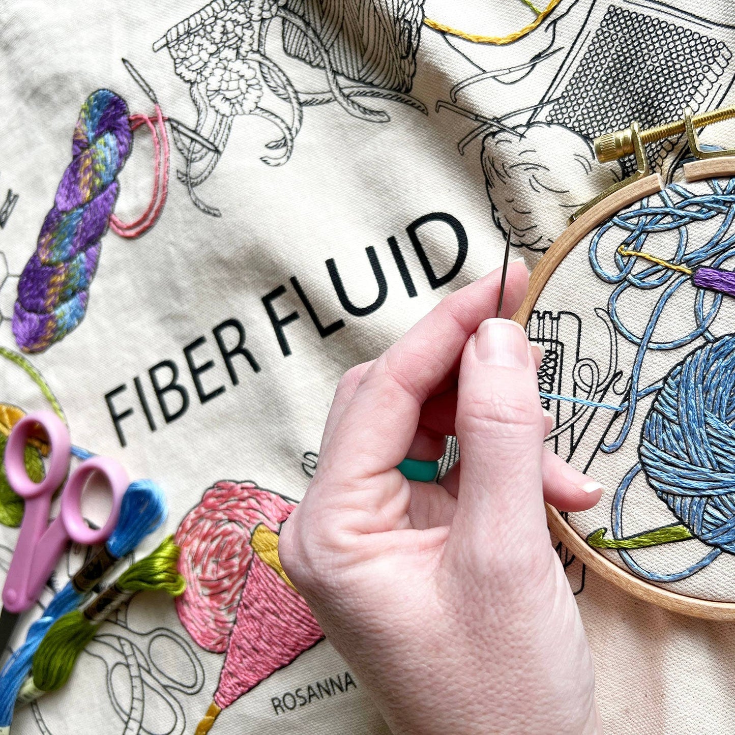 Fiber Fluid Tote Bag -  Embroidery Kit