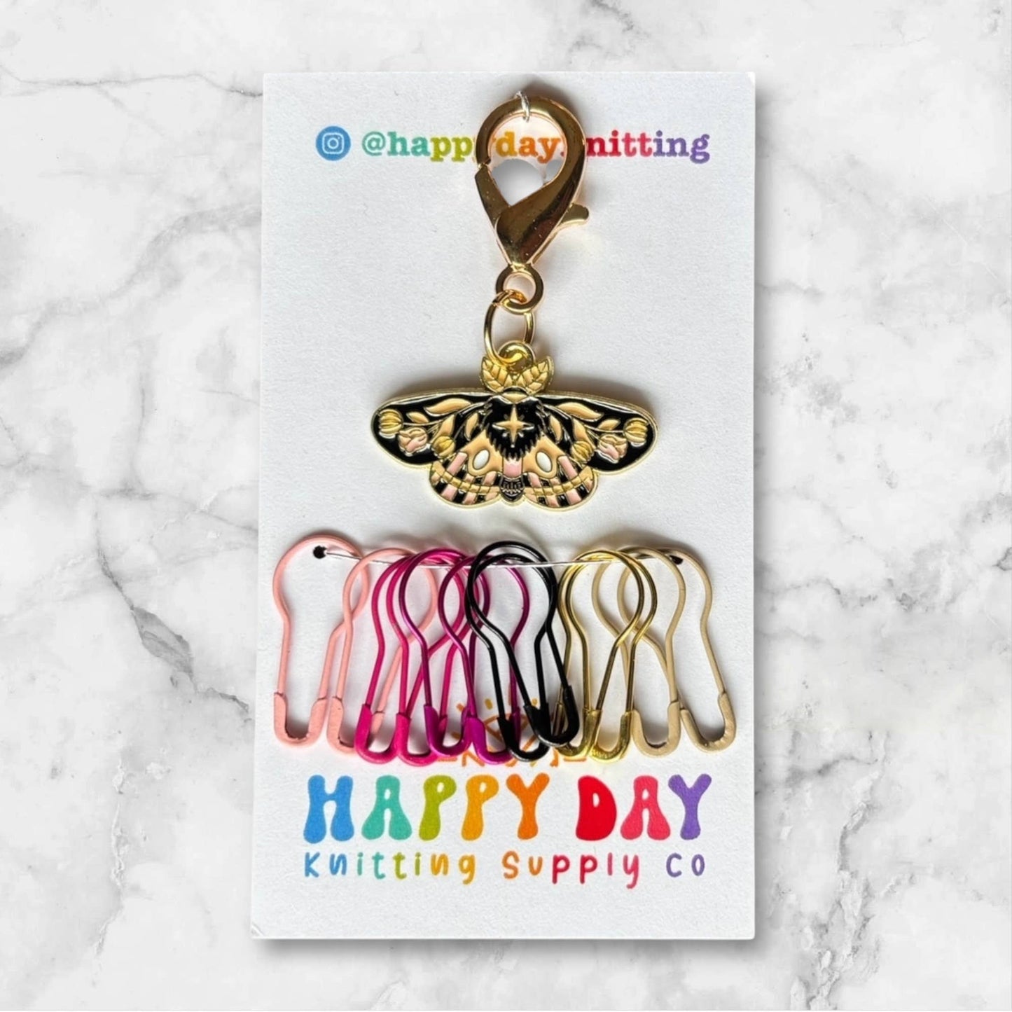 Moth Stitch Marker & Progress Keeper with Bulb Pins