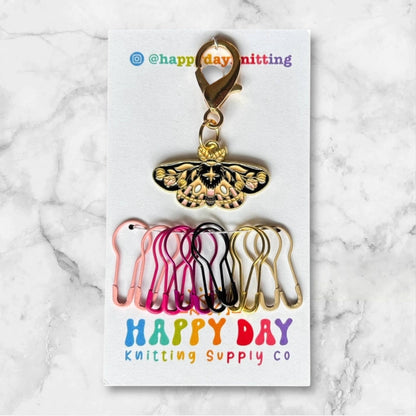 Moth Stitch Marker & Progress Keeper with Bulb Pins