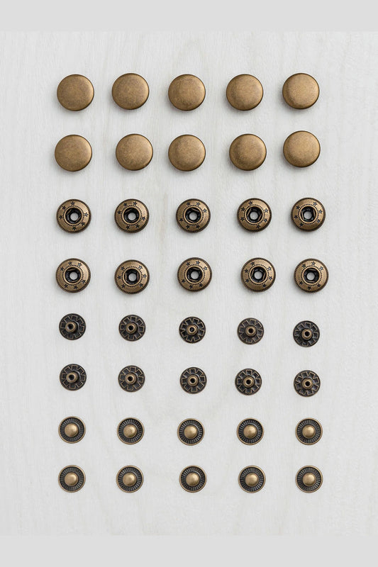 15mm Antique Brass Spring Snaps - 10 Pack