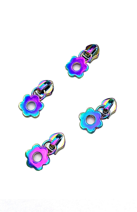Iridescent Flower Zipper Pulls (4pcs)