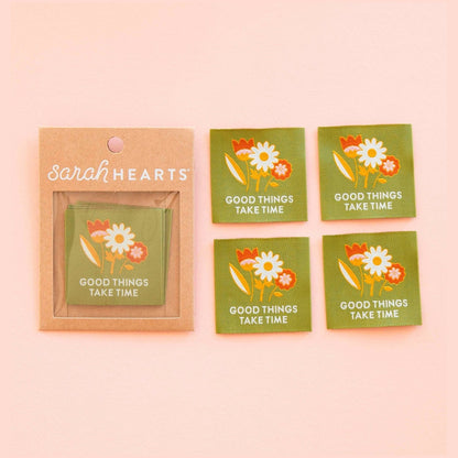 Good Things Take Time Woven Sewing Labels by Sarah Hearts