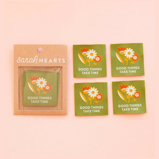Good Things Take Time Woven Sewing Labels by Sarah Hearts