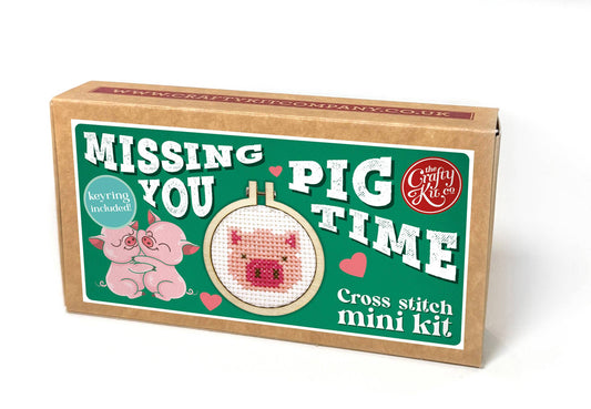 'Missing You Pig Time' | Mini Matchbox Cross Stitch Kit