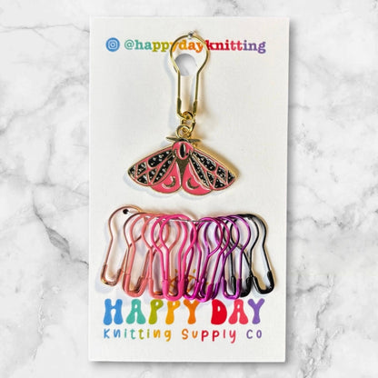 Moth Stitch Marker & Progress Keeper with Bulb Pins