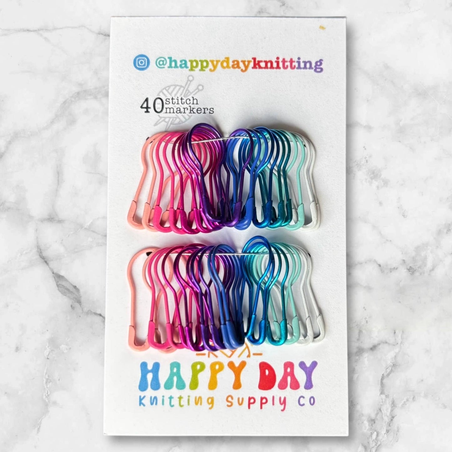 40 Locking Bulb Pin Stitch Markers - Happy Day Knitting