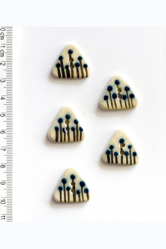 Floral Grass Hand-Painted Sewing Buttons (Set of 5)