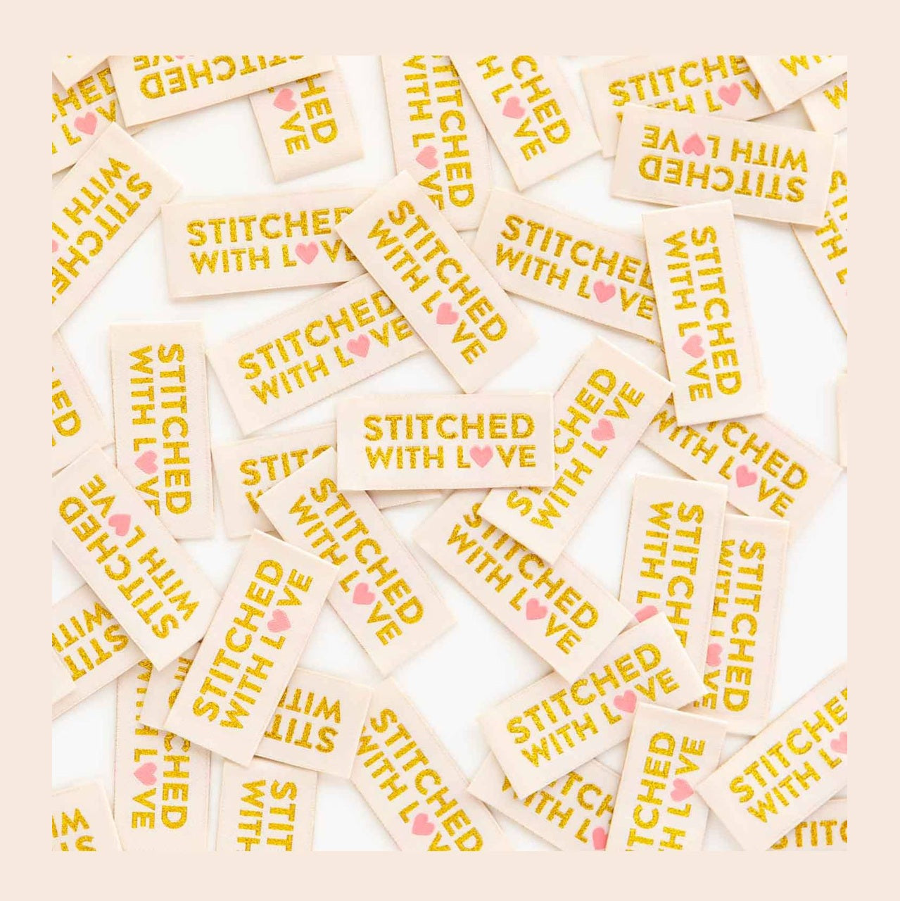 Stitched with Love - Gold Sewing Woven Label Tags by Sarah Hearts