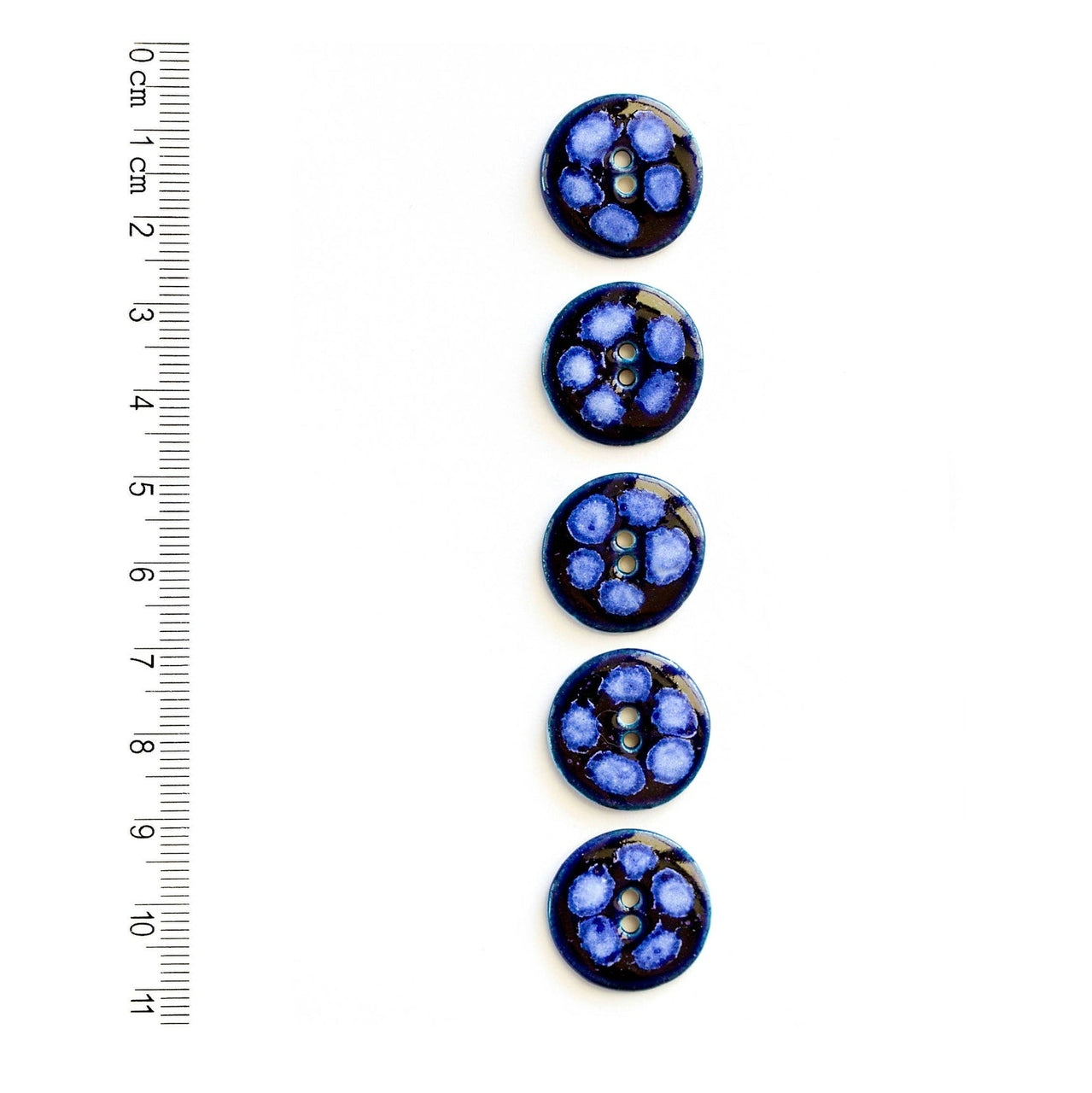 Blue with White Dots Buttons (Set of 5)