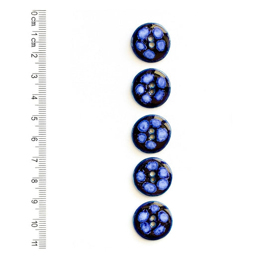 Blue with White Dots Buttons (Set of 5)