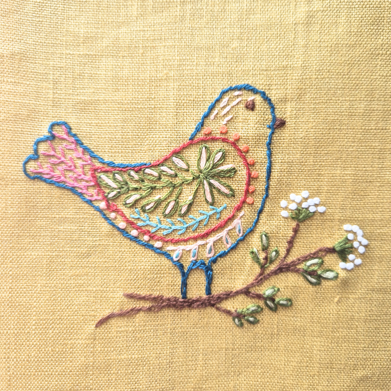 Stick and Stitch Embroidery by Corinne Lapierre (Folk Birds or Folk Flowers)