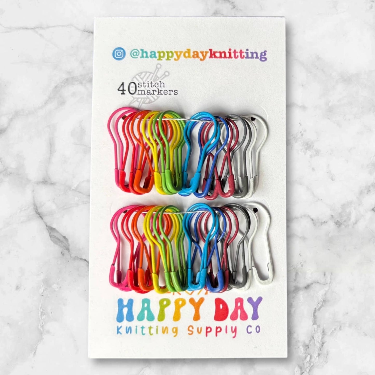 40 Locking Bulb Pin Stitch Markers - Happy Day Knitting