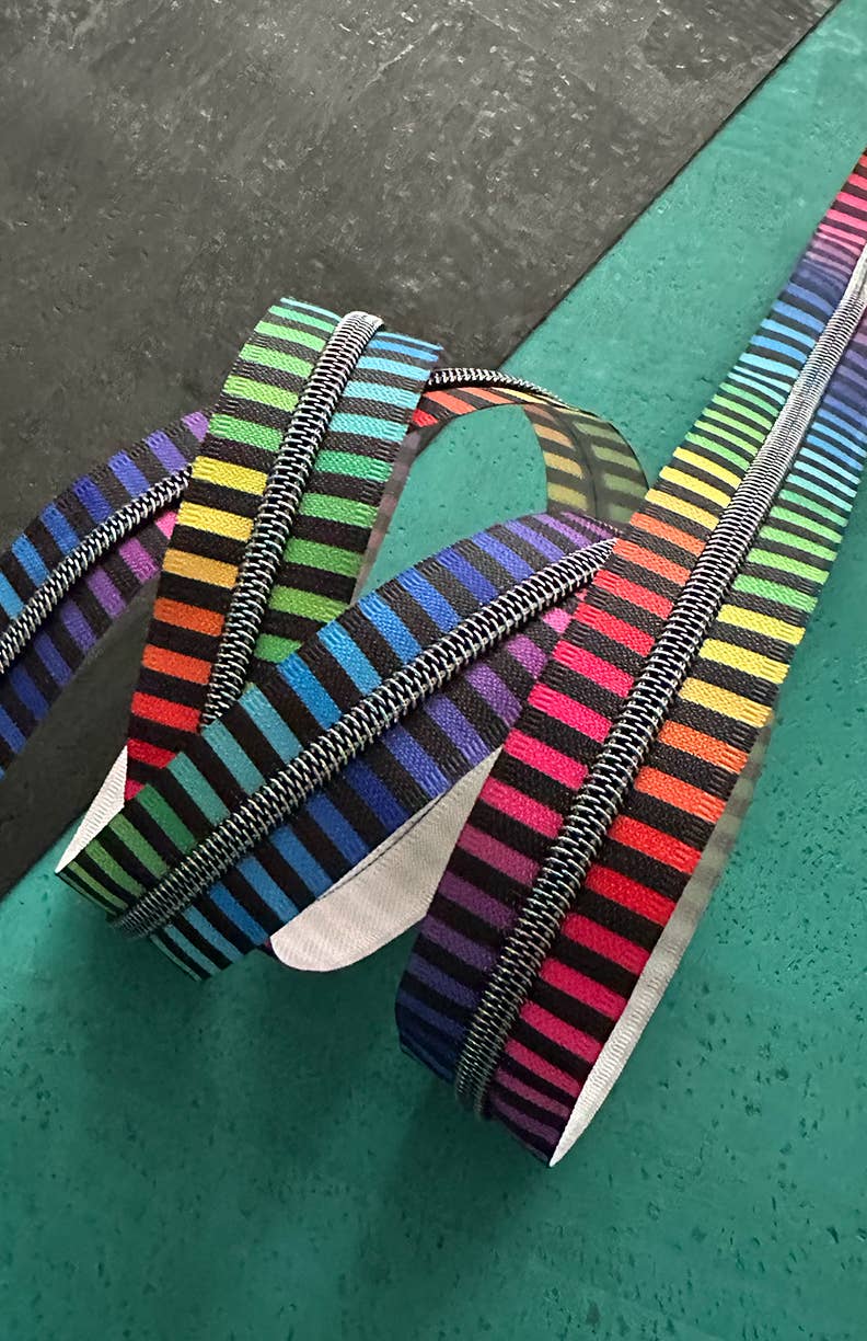 Wide Stripe Zipper Tape with Nickel - Various Colours
