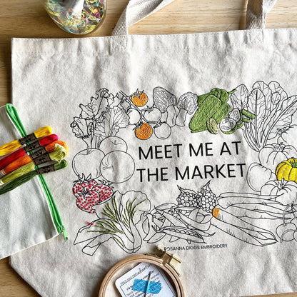 Meet Me at the Market - Tote Bag Embroidery Kit