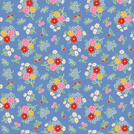 Bluebells & Buttercups Periwinkle - Poppie Cotton (Per ½ Meter)