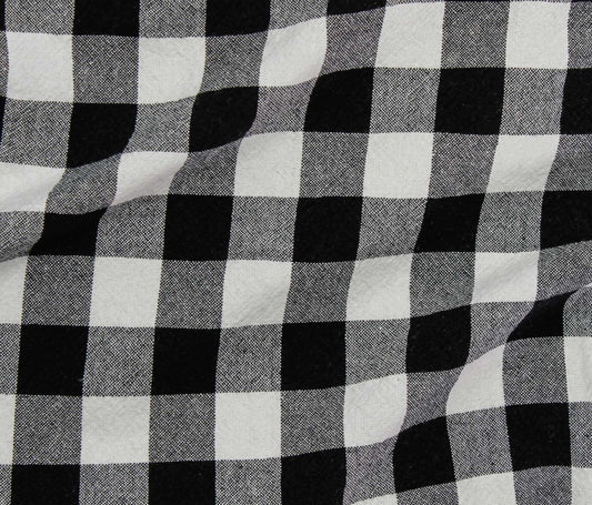 Organic Checkered Cotton - Black (Per ½ Meter)