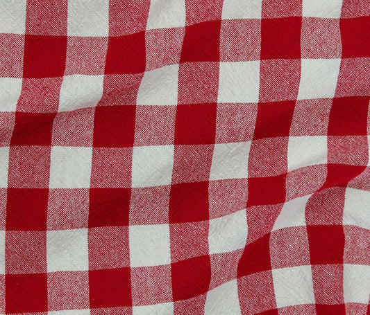 Organic Checkered Cotton - Red (Per ½ Meter)