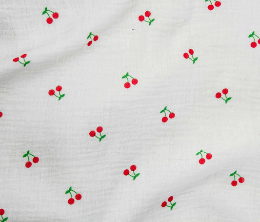 Cotton Gauze Print - Cherry Print (Per ½ Meter)