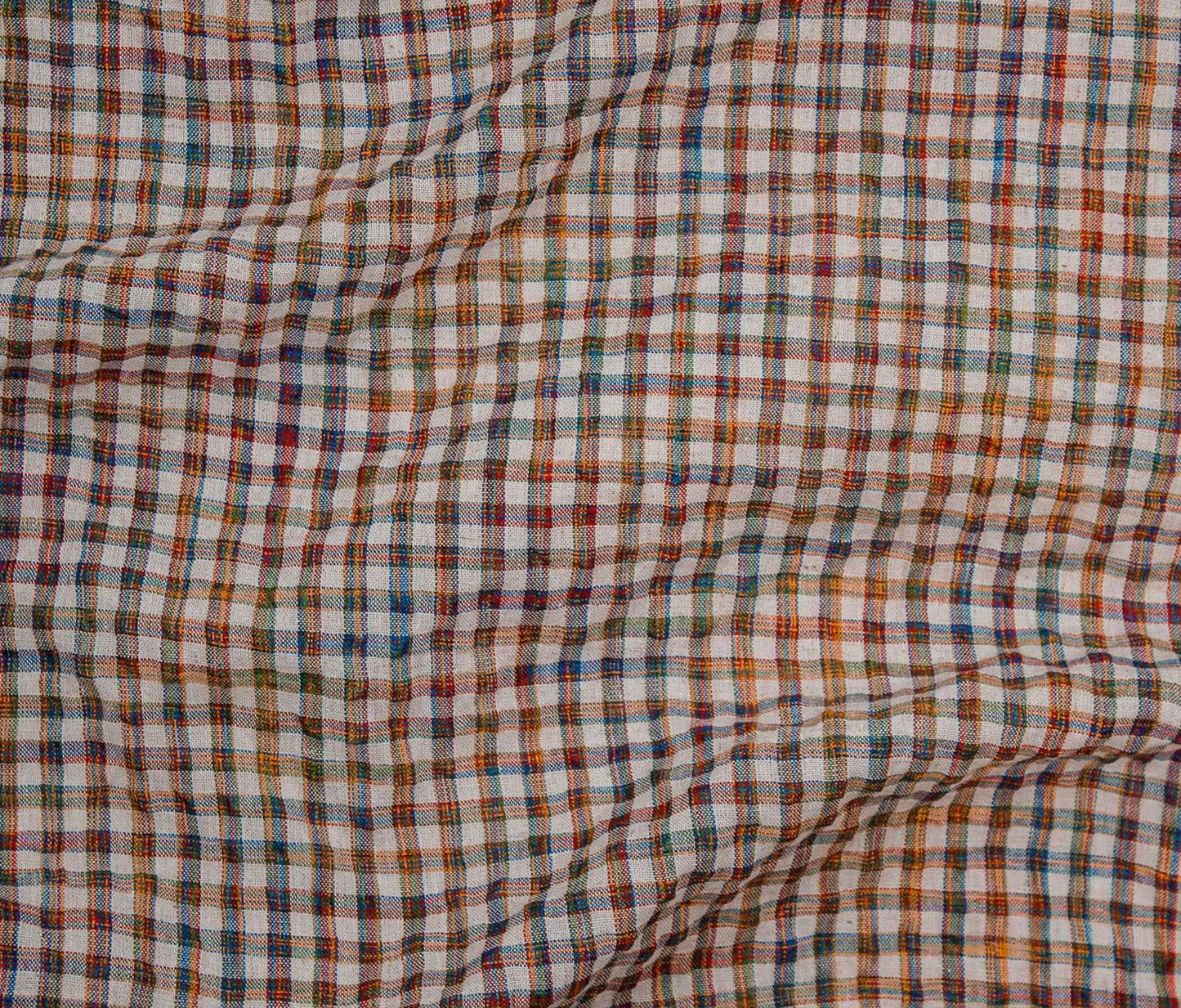 Painters Plaid Seersucker - Mustard & Red (Per ½ Meter)