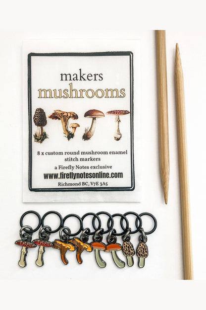 “Maker’s Mushrooms” Enamel Stitch Markers (8-Pack)