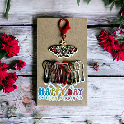 Moth Stitch Marker & Progress Keeper with Bulb Pins