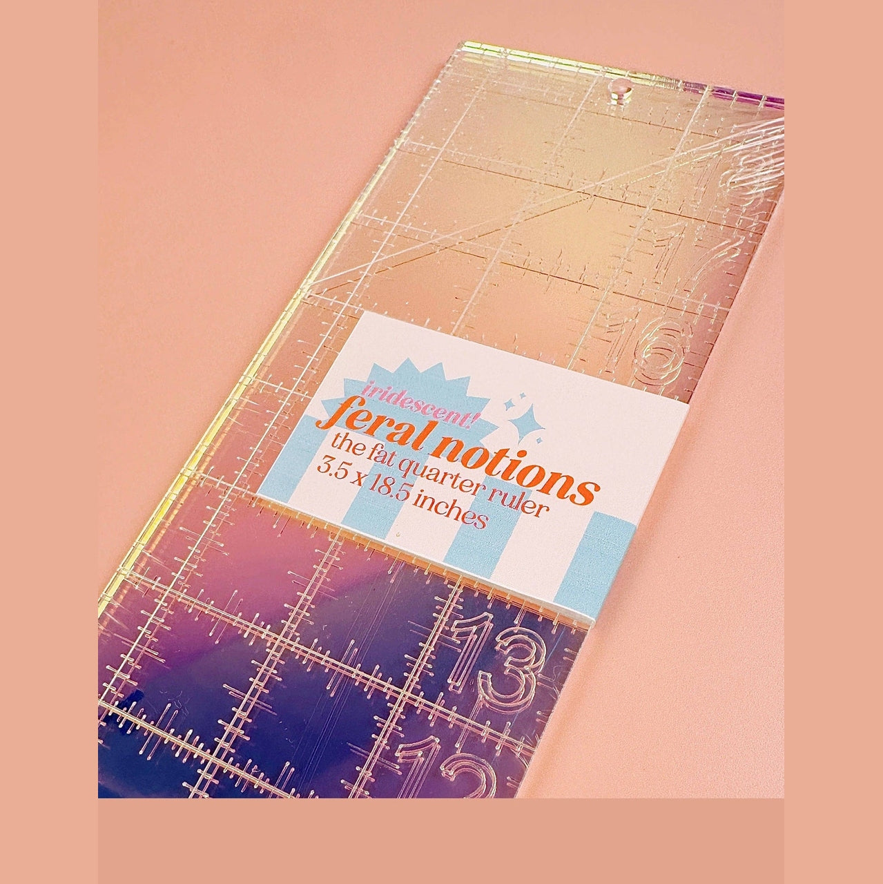 Iridescent Quilting Ruler – 3.5" × 18" (Fat Quater Ruler)