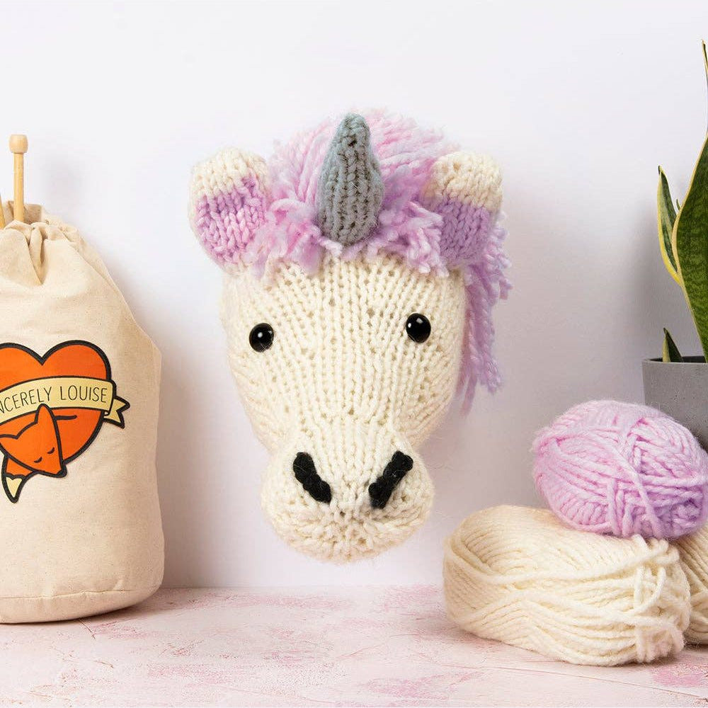 Giant Unicorn Head Knitting Kit by Sincerley Louise