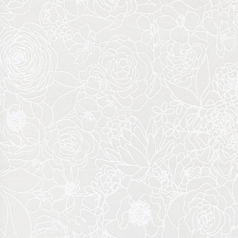 True To Hue By Alli K Design For Moda - Love Dove White (Per ½ Meter)
