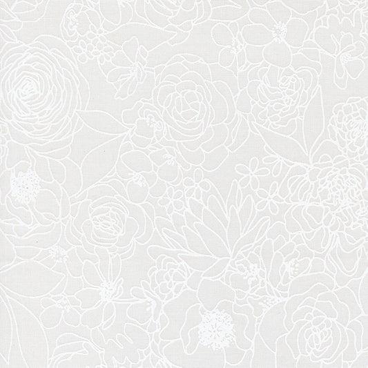 True To Hue By Alli K Design For Moda - Love Dove White (Per ½ Meter)