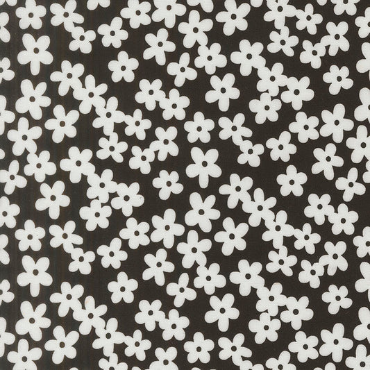 True To Hue By Alli K Design For Moda – Black As Night (Flowers) (Per ½ Meter)