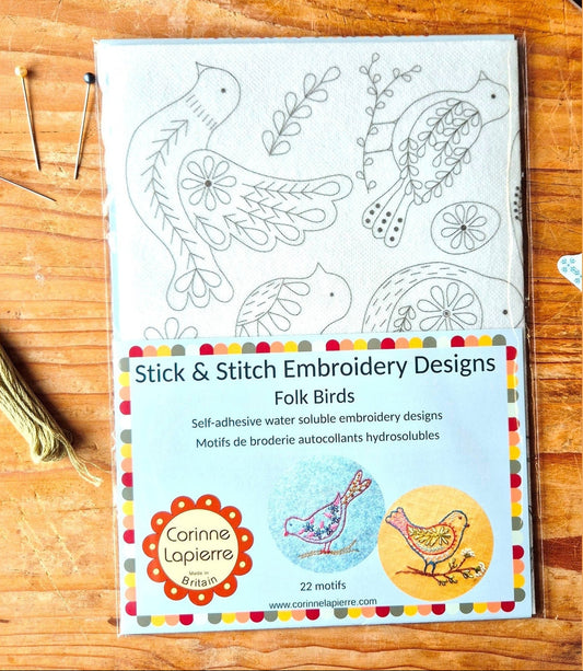 Stick and Stitch Embroidery by Corinne Lapierre (Folk Birds or Folk Flowers)