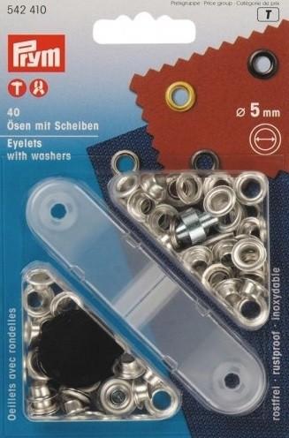 Prym - Eyelets with Washers 5mm - Nickle (40 count)