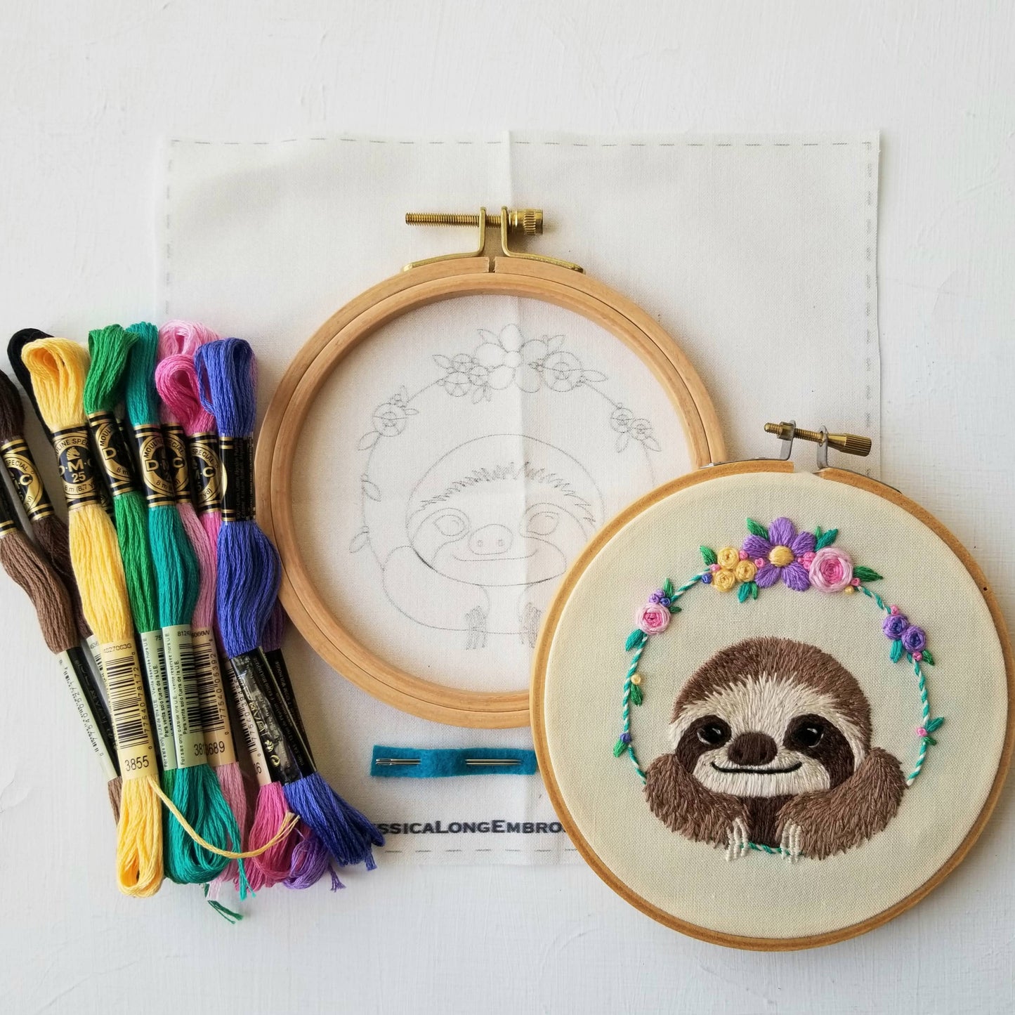 Smiling Sloth - Embroidery Kit
