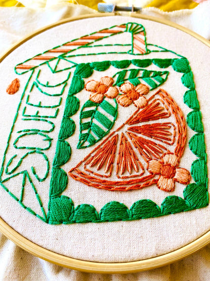 Orange Juice Box - Complete Embroidery Kit